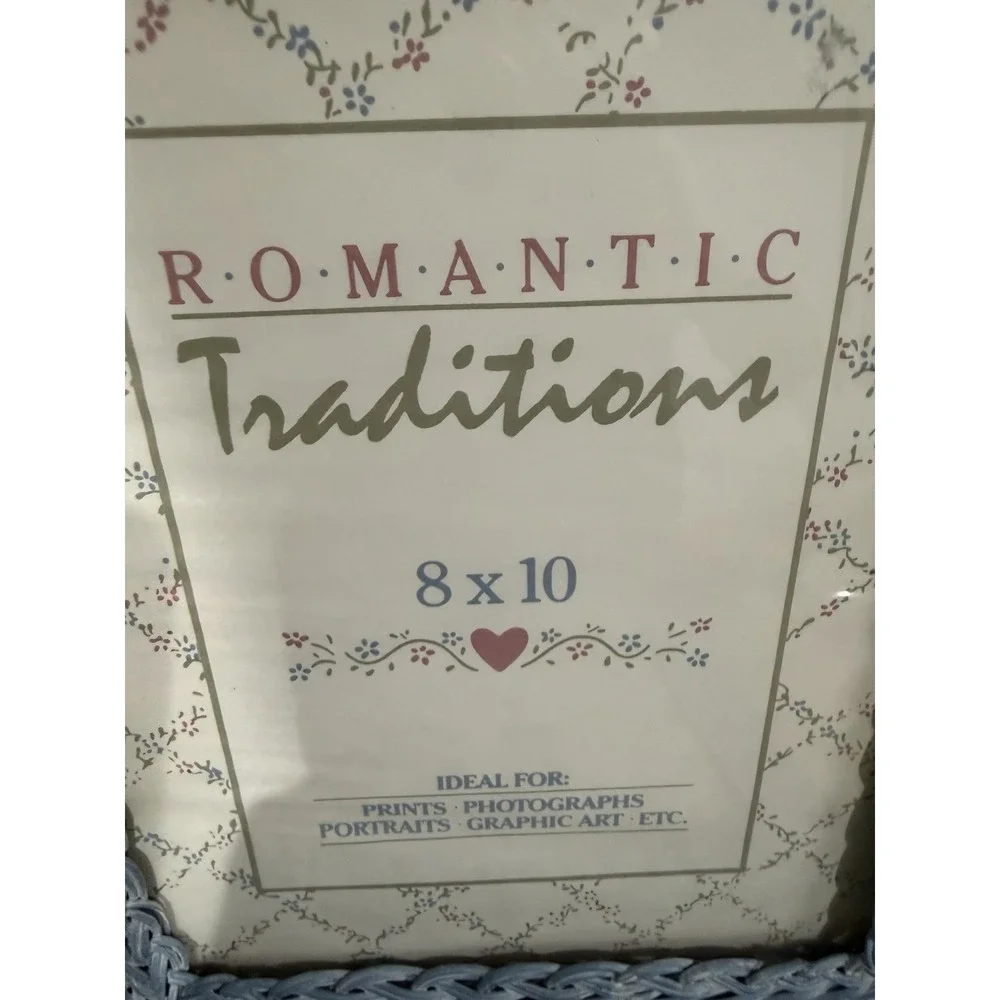 2 Romantic Traditions BLUE Rattan Wicker Picture FRAME 8×10